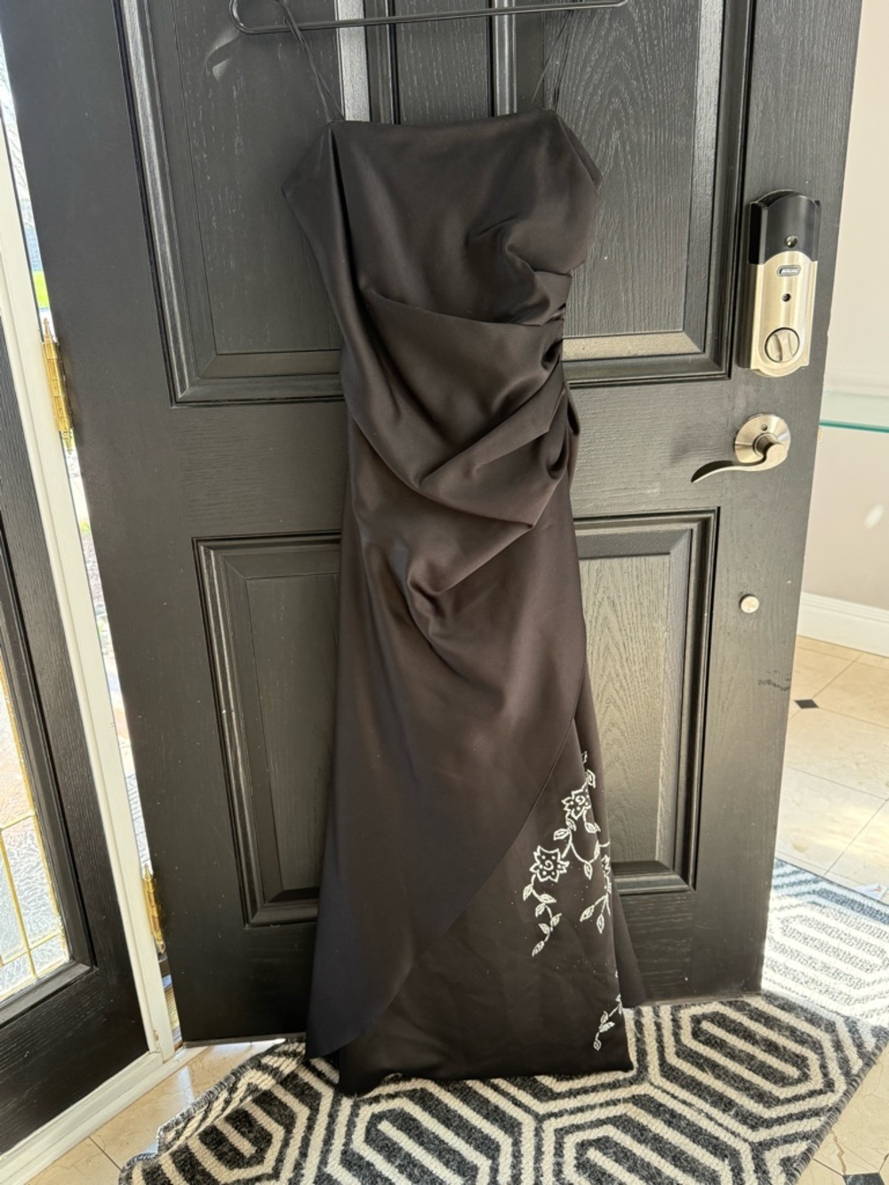 Jump Black Strapless Evening Dress with Draped Bodice